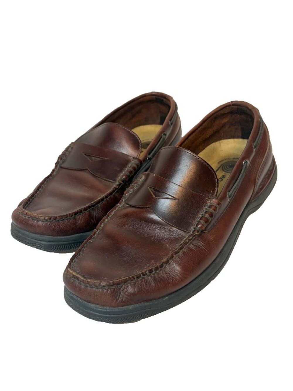 Rockport Men's Loafers Size 11W Wide Brown Leather Kinetic Air Comfort Slip-On